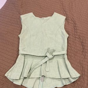 Mint peplum top with belt